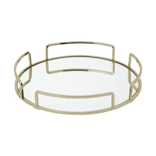 Home Details 13" Satin Gold Modern Round Mirror Vanity Tray | Michaels Home Details 13" Satin Gold Modern Round Mirror Vanity Tray | Michaels